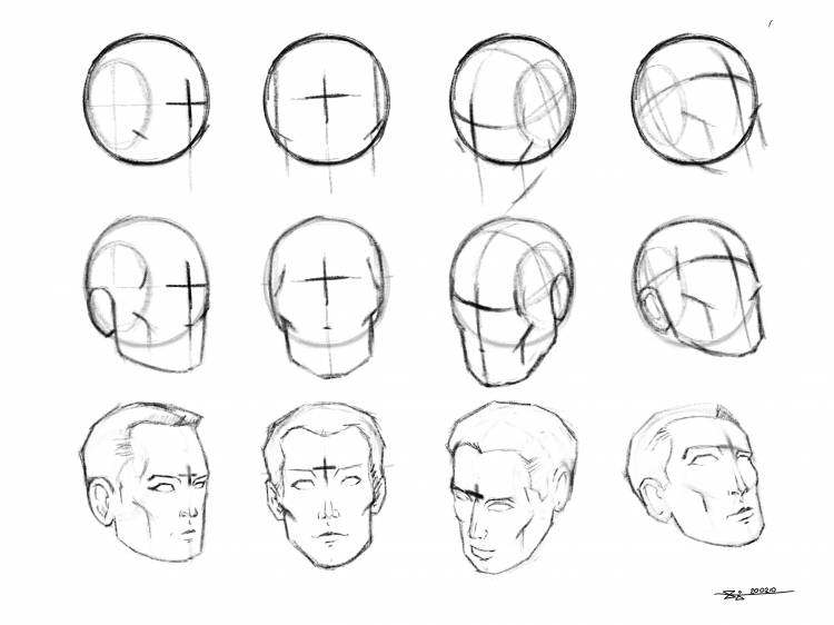 Рисование головы человека поэтапно карандашом