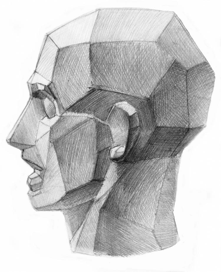 Обрубовка головы академический рисунок
