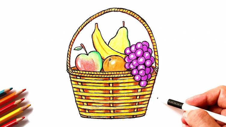 How to draw a fruit basket