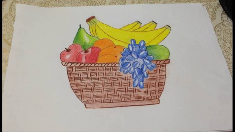 Как нарисовать корзинку с фруктами