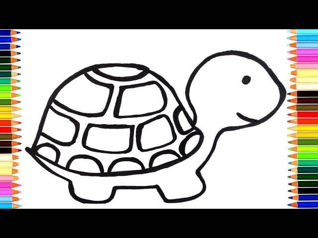 Как нарисовать черепаху для детей мультик раскраска