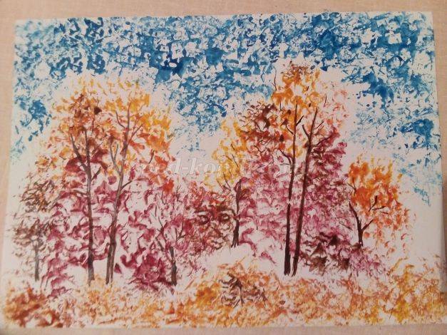 Рисование Осеннего пейзажа поэтапно с фото