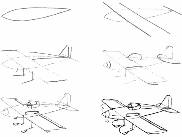 Как нарисовать военный самолет легко