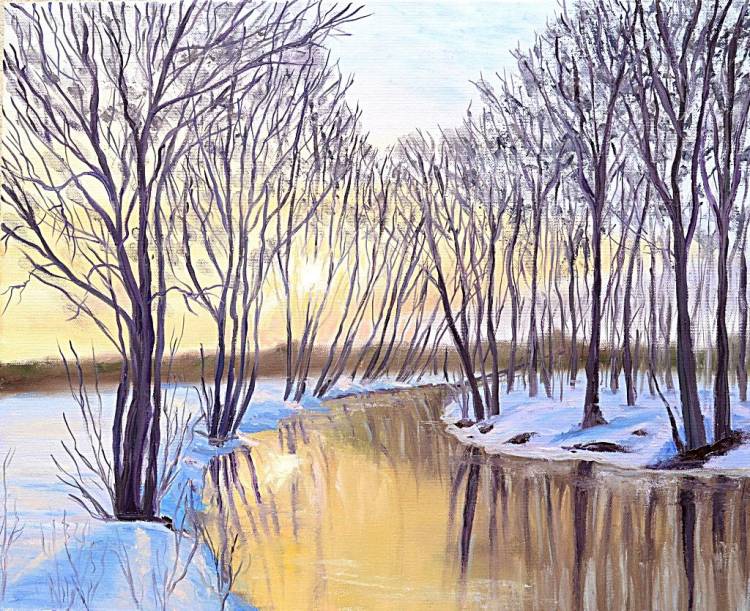 Как нарисовать зимний пейзаж масляными красками