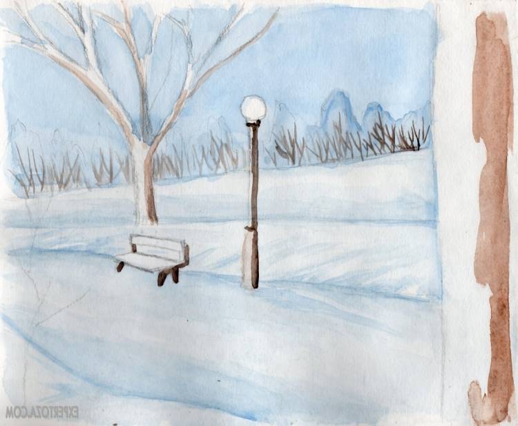 Рисунок карандашом первый снег