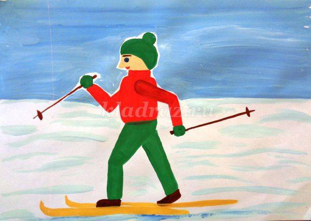 Конспект занятия по рисованию в старшей группе детского сада «Лыжник»