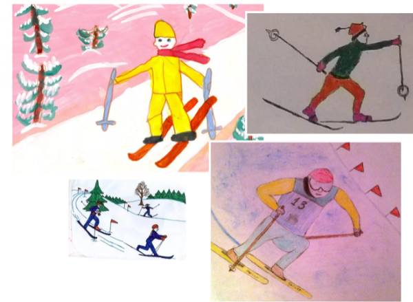 Как нарисовать лыжника 