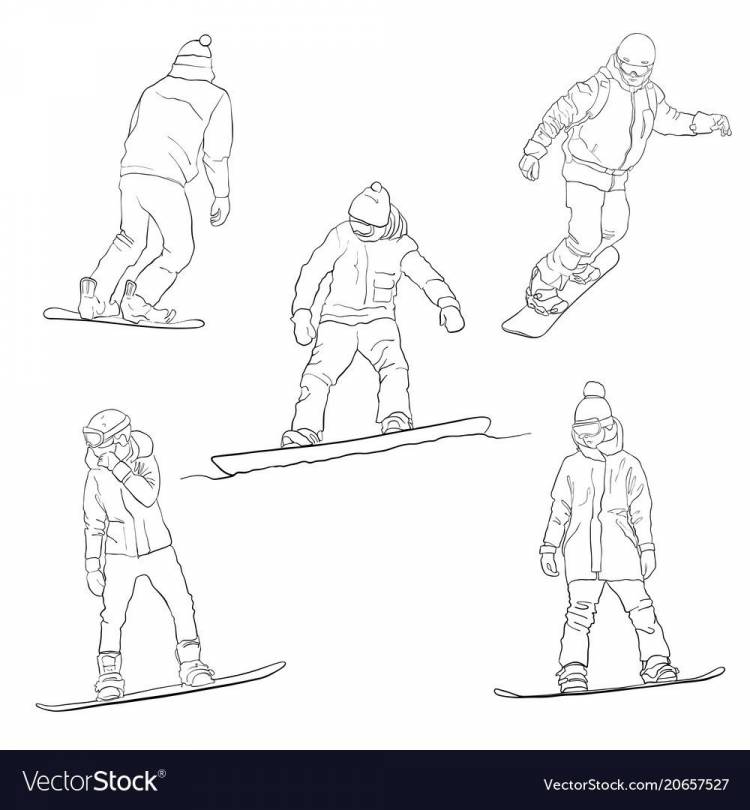 Зимний спорт рисунок поэтапно