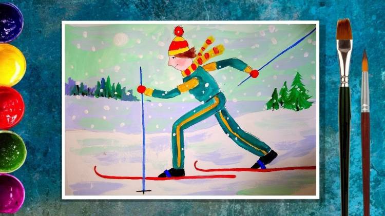 Как нарисовать лыжника