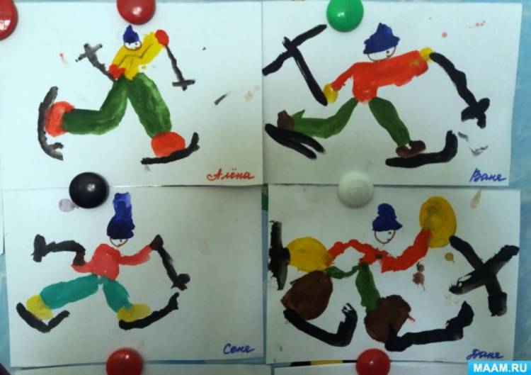 Конспект образовательной деятельности по рисованию «Лыжник» в старшей группе 