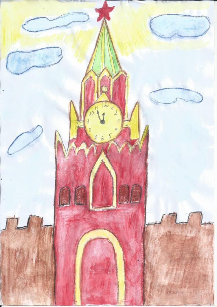 Рисунок спасская башня для детей