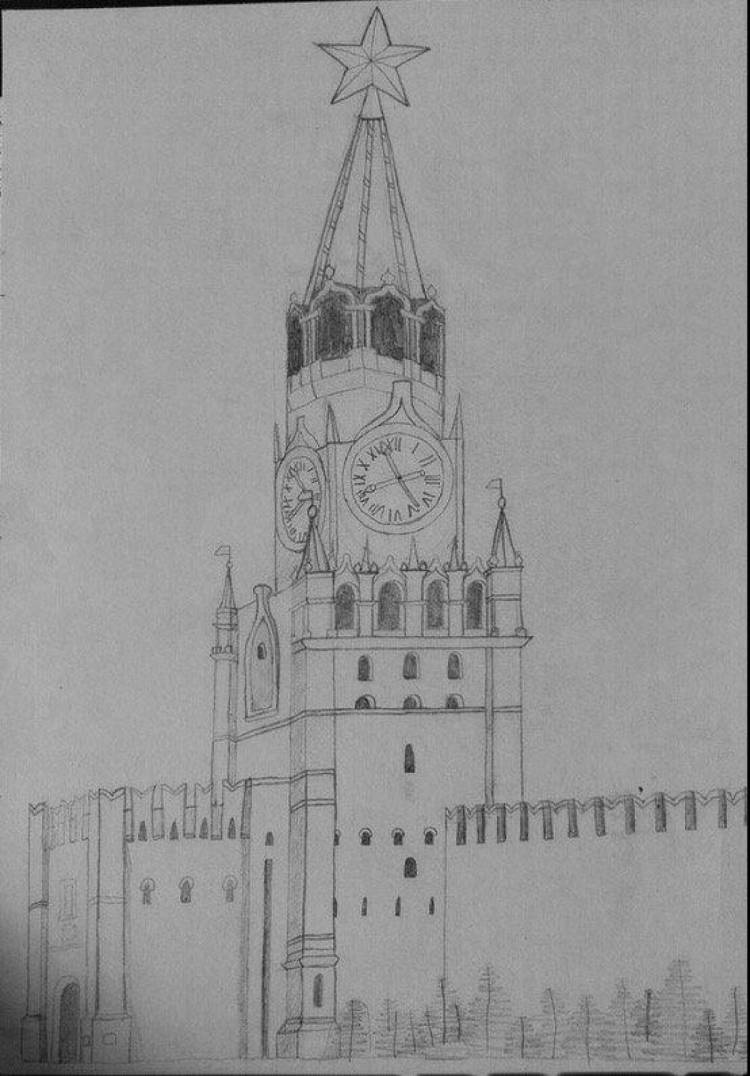 Рисунок кремля карандашом