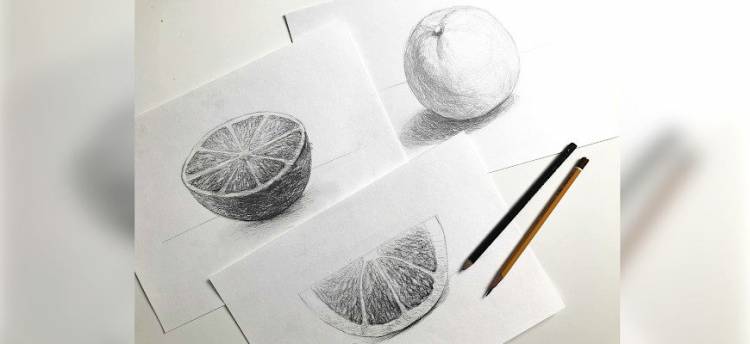 Как нарисовать апельсин карандашом поэтапно