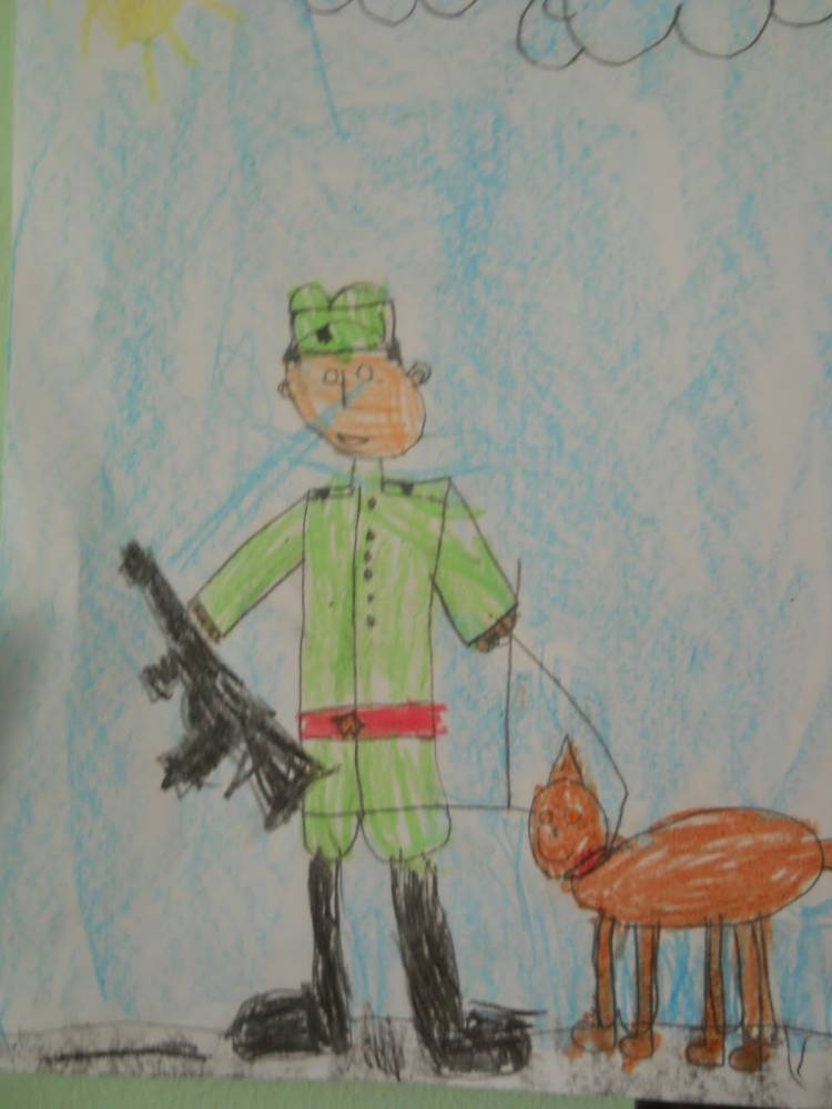 Рисунки детей солдат на посту