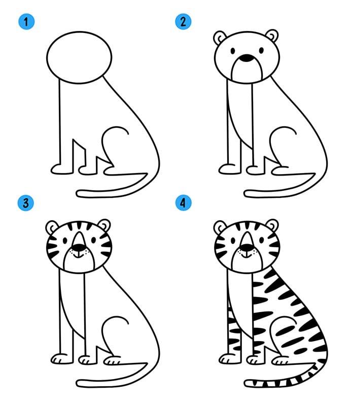 Как нарисовать (рисовать) тигра » Рисуем легко и поэтапно