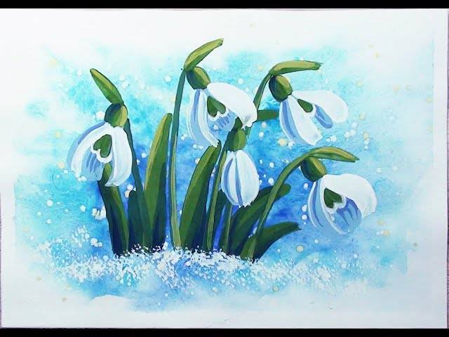 How to draw snowdrops is easy for beginners
