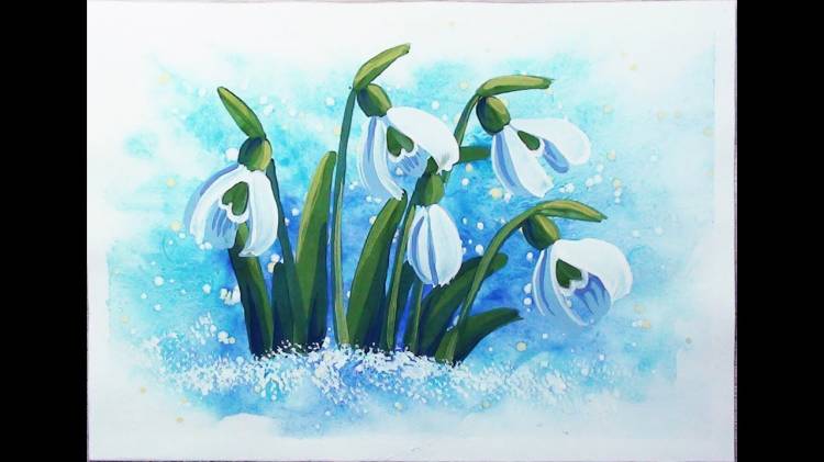 How to draw snowdrops is easy for beginners