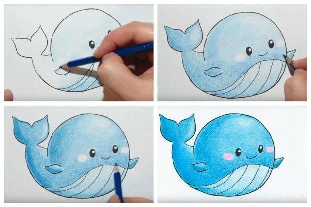 Рисунки карандашом для детей кит 