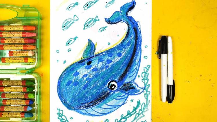 Как нарисовать СИНЕГО КИТА урок рисования от РыбаКит