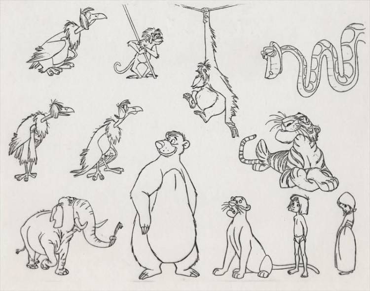 Животные из маугли рисунки 