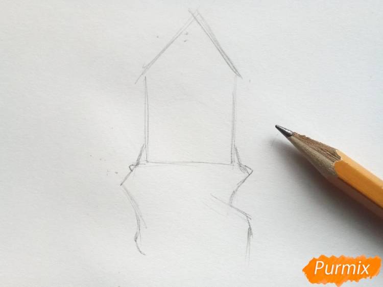Как нарисовать замок Снежной королевы карандашом поэтапно