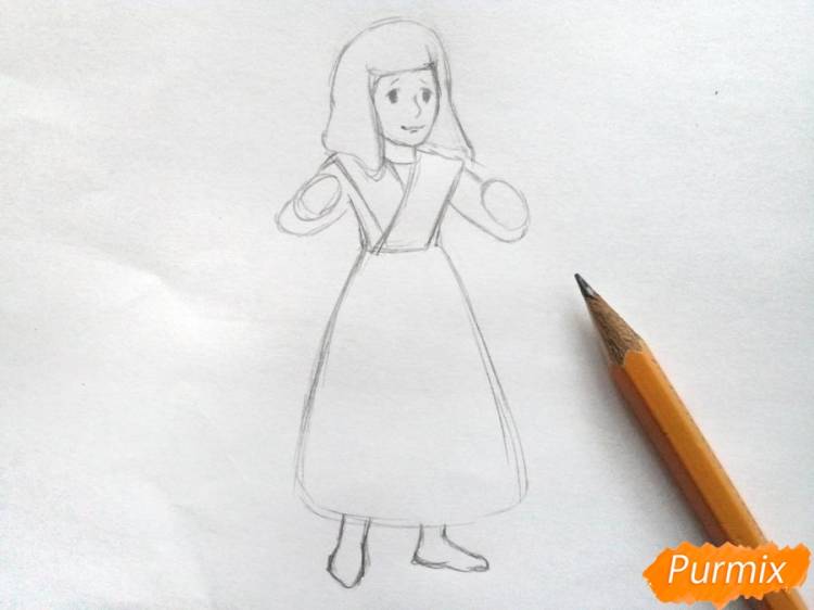 Как нарисовать Герду из Снежной королевы карандашом поэтапно
