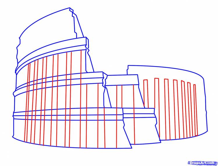 Как нарисовать Колизей на бумаге карандашом поэтапно