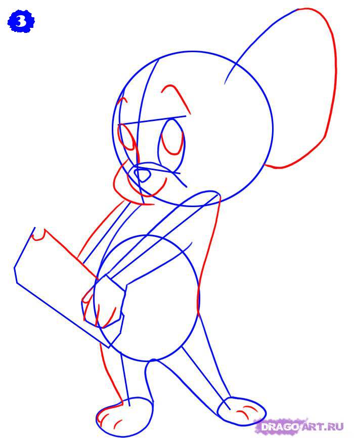Как нарисовать мышонка Джерри DragoArt поэтапно карандашом