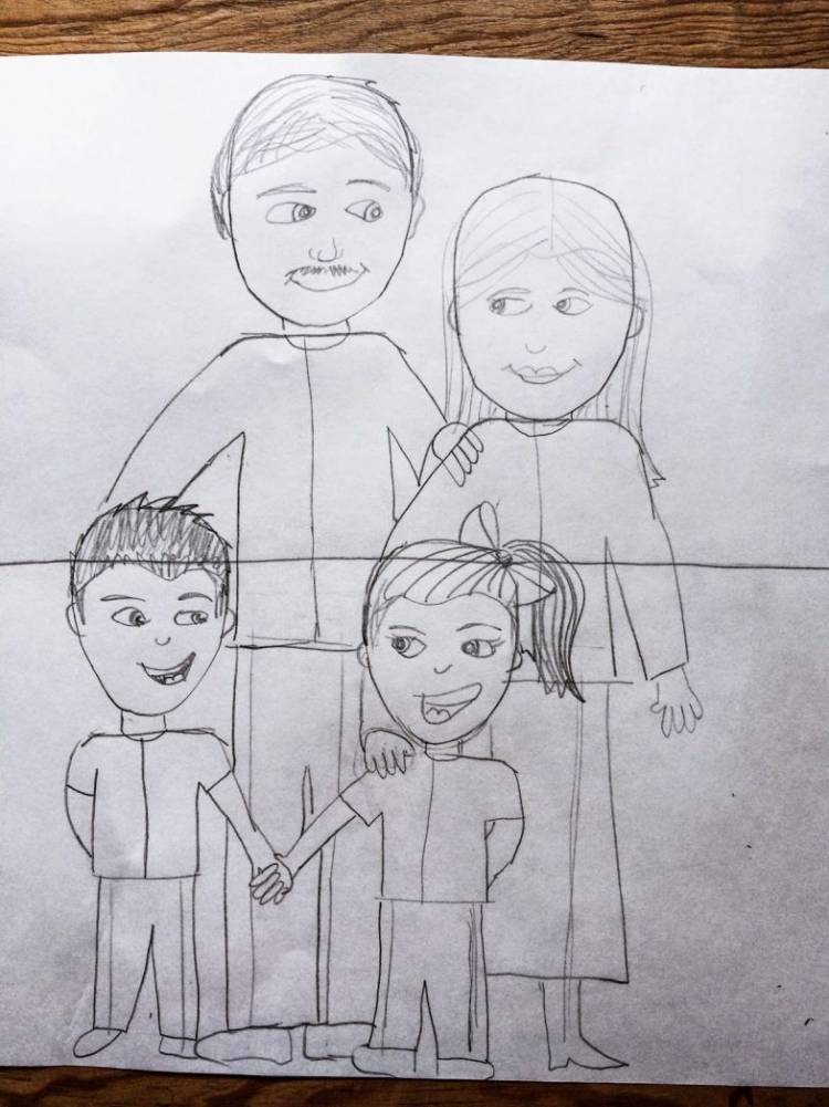 Поэтапное рисование семьи