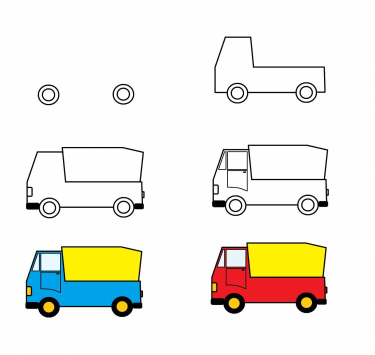 Поэтапное рисование транспорта для дошкольников