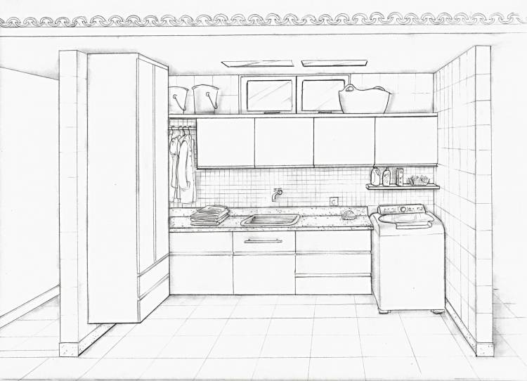 Интерьер кухни рисунок карандашом