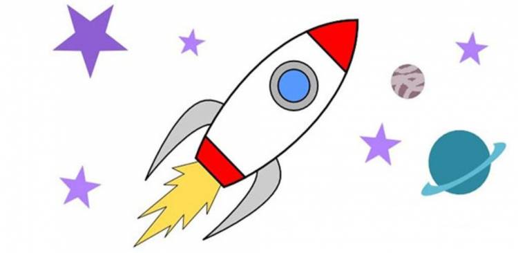 Детский рисунок ракета цветной 