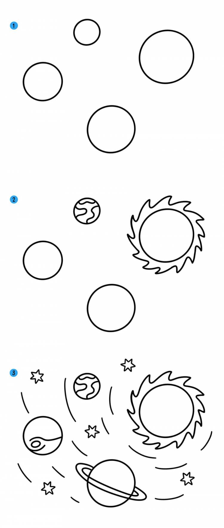 Как нарисовать космос и планеты поэтапно видео уроки рисования для детей и начинающих » Рисуем космос и звезды карандашом, акварелью и гуашью