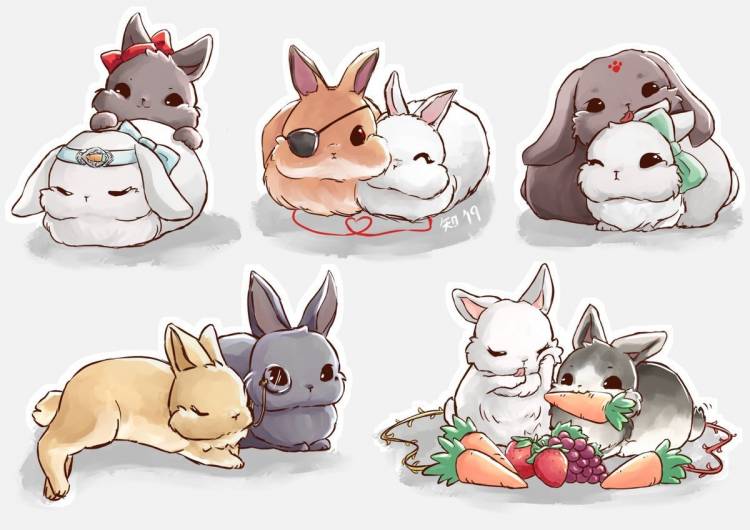 Няшные кролики арт