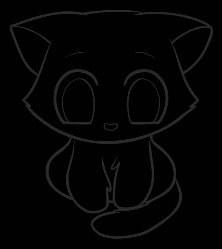 Рисунок кошки карандашом для срисовки аниме
