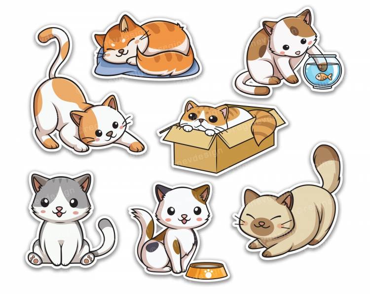 Котики мультяшные рисунки для срисовки