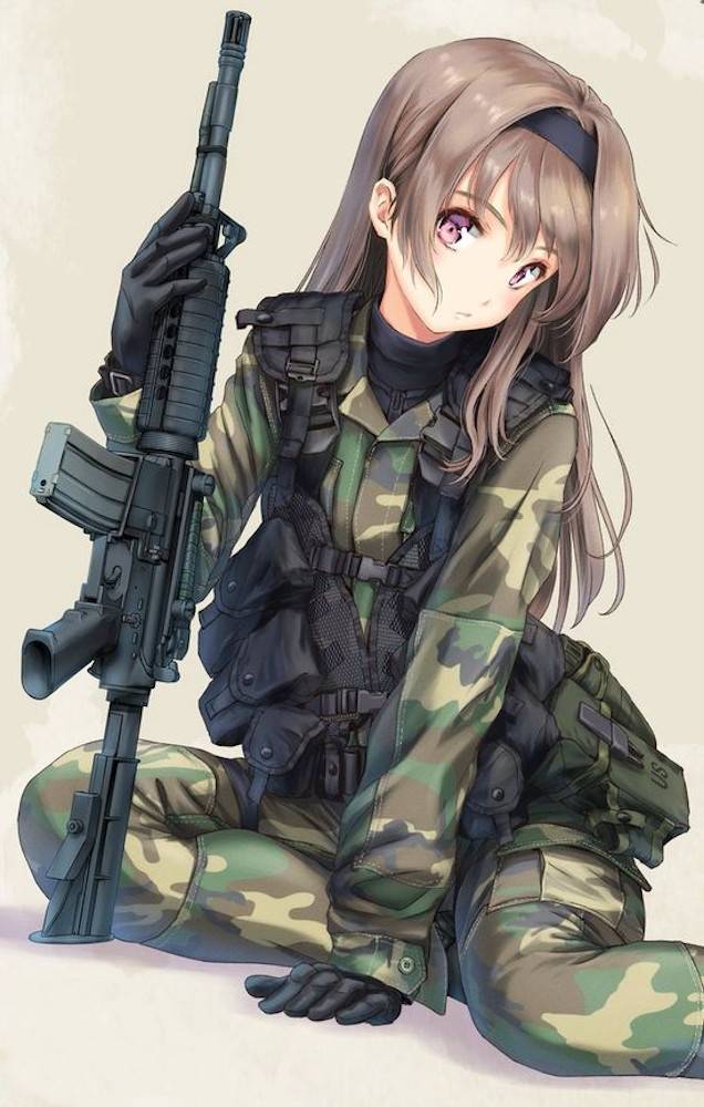 Создать мем военная девушка арт, рисунок, военные аниме