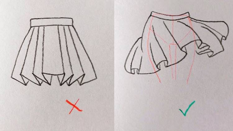 Как нарисовать юбку легко