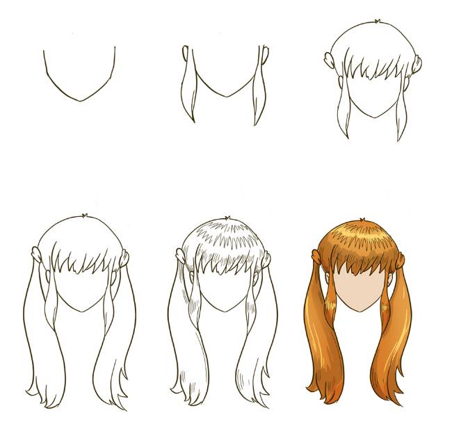 Как нарисовать волосы аниме девочек