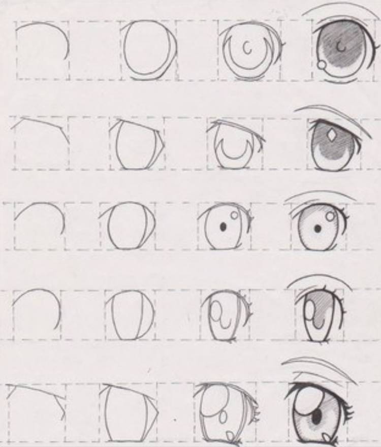 Аниме глаза карандашом 