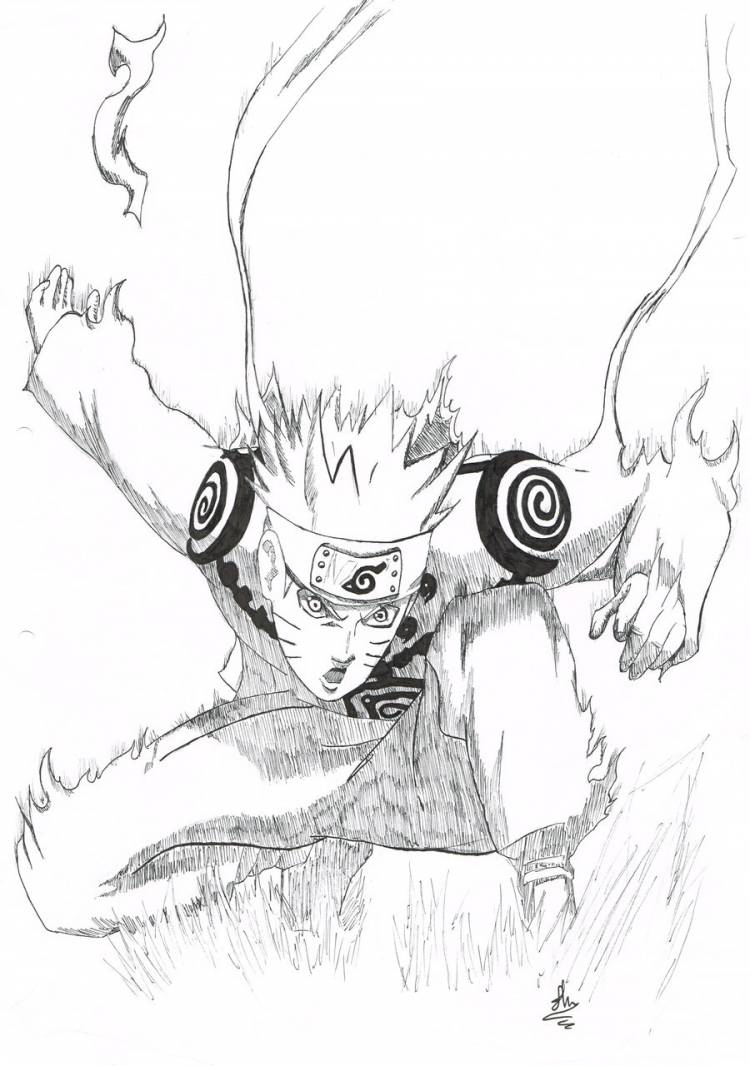 Рисунки карандашом аниме Наруто курама