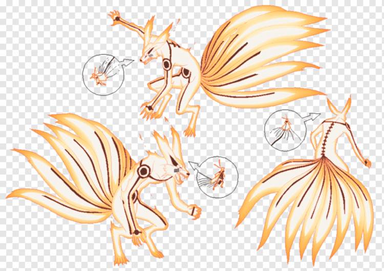 Рисунок Мультяшный Беспозвоночный, Наруто Курама, легендарное существо, оранжевый, мультфильм png