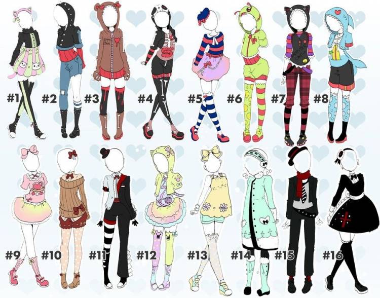 Одежда для рисунков девушек аниме 