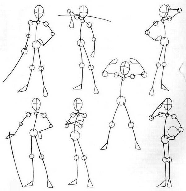 Схемы рисования фигуры человека в движении