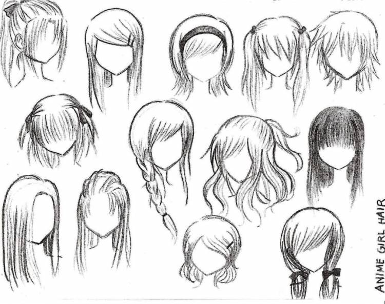 Рисунки девушки аниме волосы 