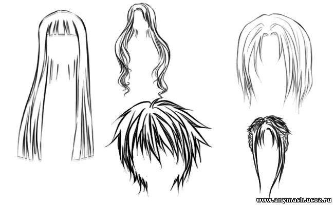 Как нарисовать аниме волосы карандашом поэтапно?