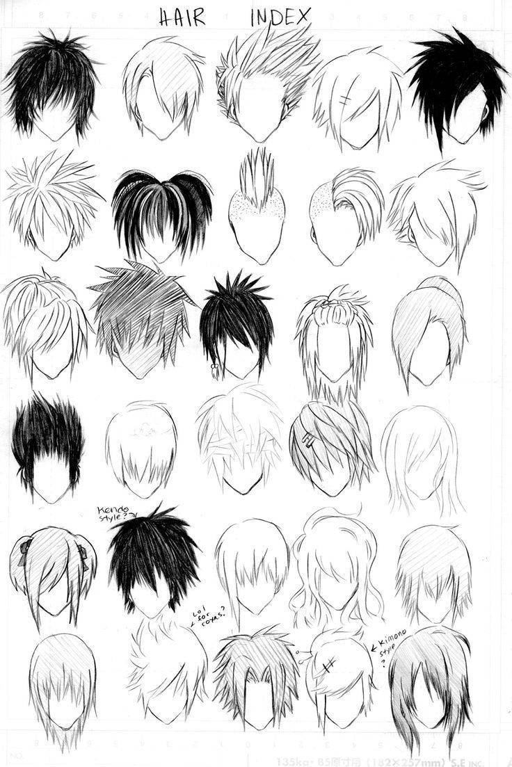 Как нарисовать волосы аниме мальчику