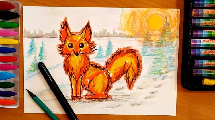 ЛИСА Как нарисовать лисичку карандашами