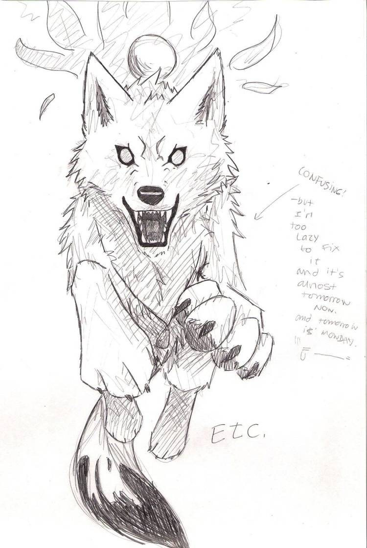Лиса и волк рисунок карандашом
