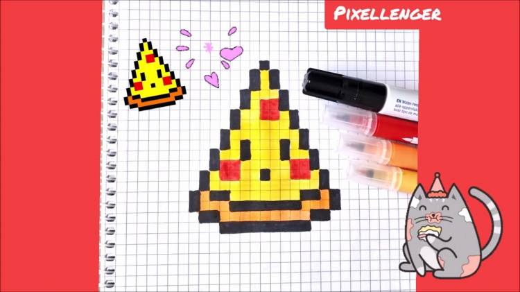 Как нарисовать по клеточкам Пиццу Простые Рисунки по клеточкам в стиле Пиксель Арт Pixel Art